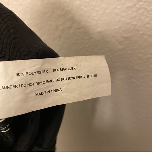 Glamour dance costume leotard black blue sequin stone mesh velvet LC large child - Picture 8 of 9